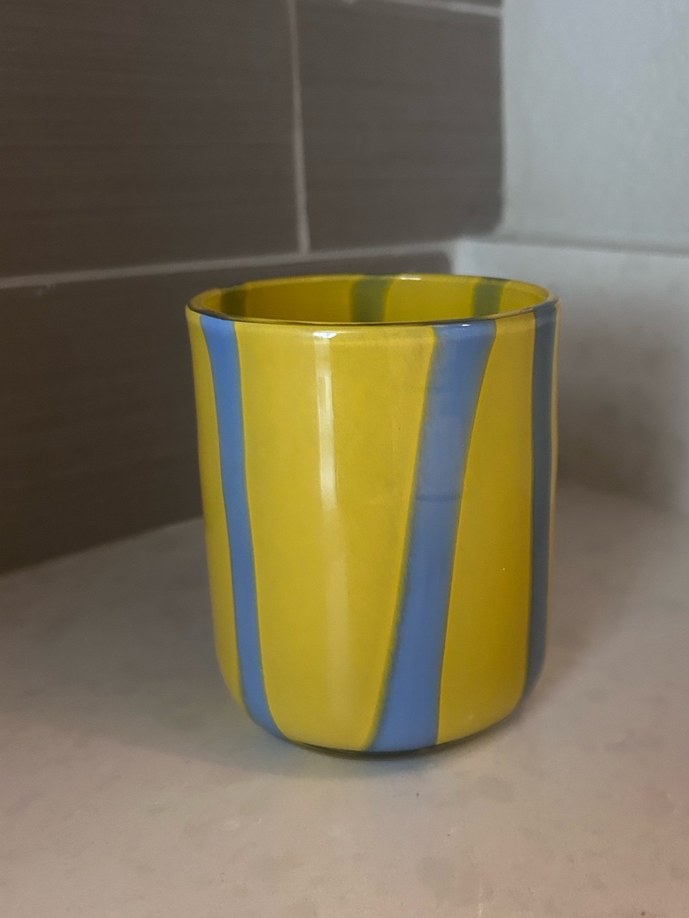 Anthropologie Cup - yellow and blue